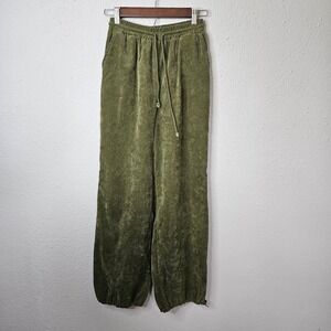 Urban Renewal Pants Size S Green Corduroy Sweatpants Elastic Drawstring‎ Waist